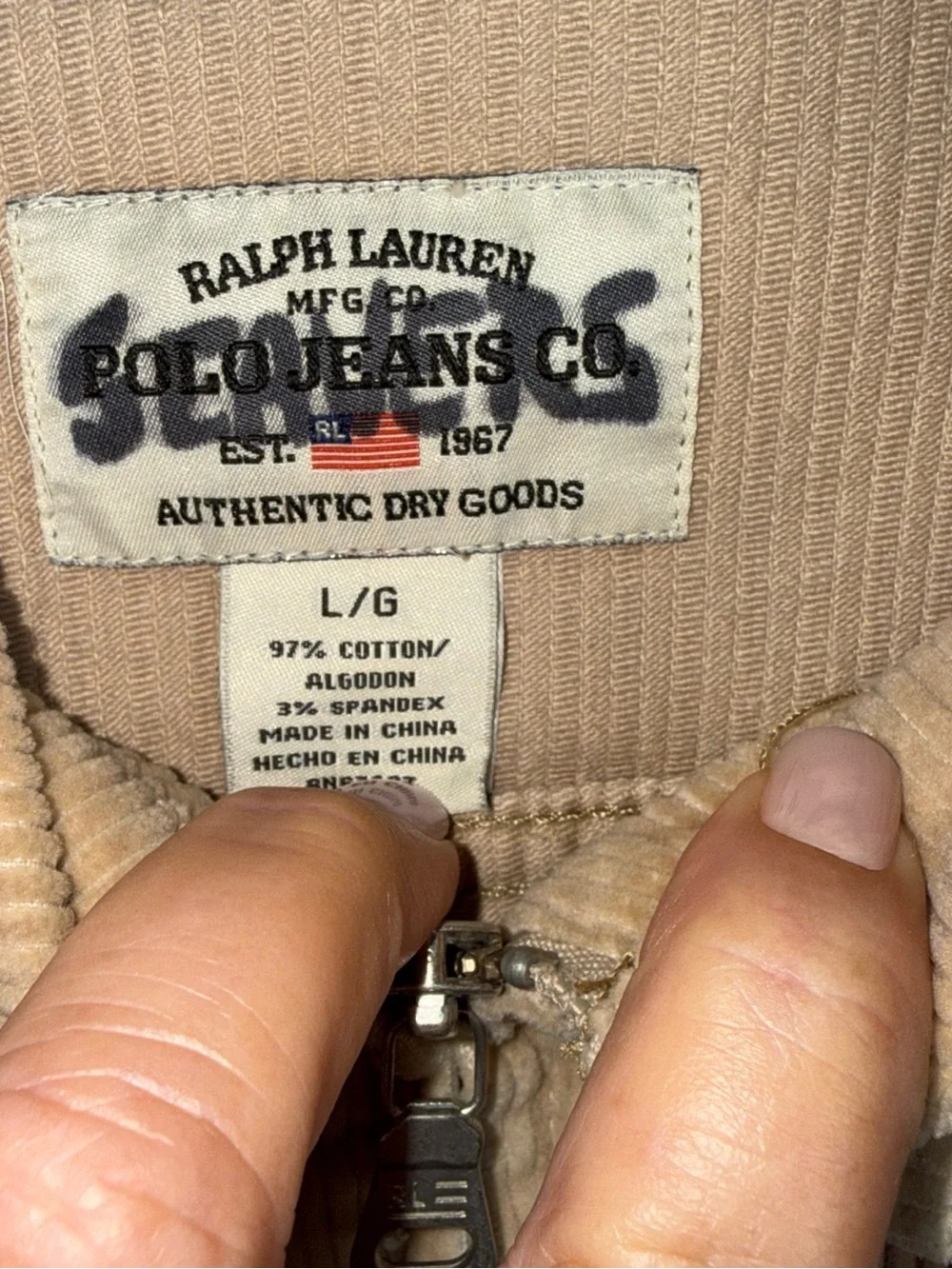 Vintage Women’s Ralph Lauren Tan Corduroy Zip Jacket Pockets crop - Picture 2 of 8